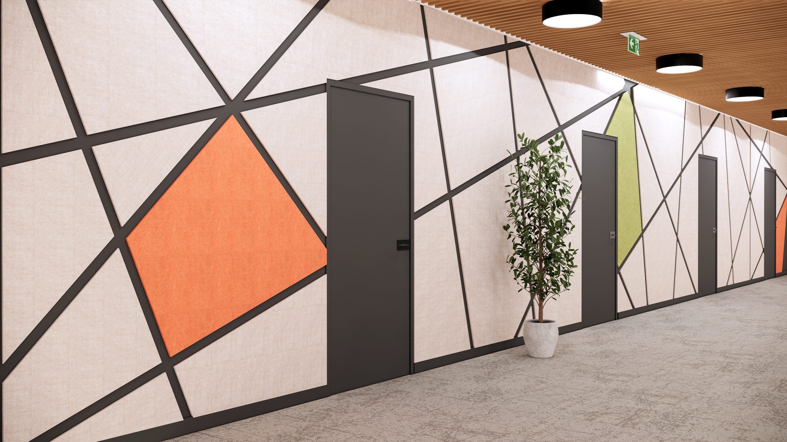 Habillage mural en feutrine acoustique à base de RPET